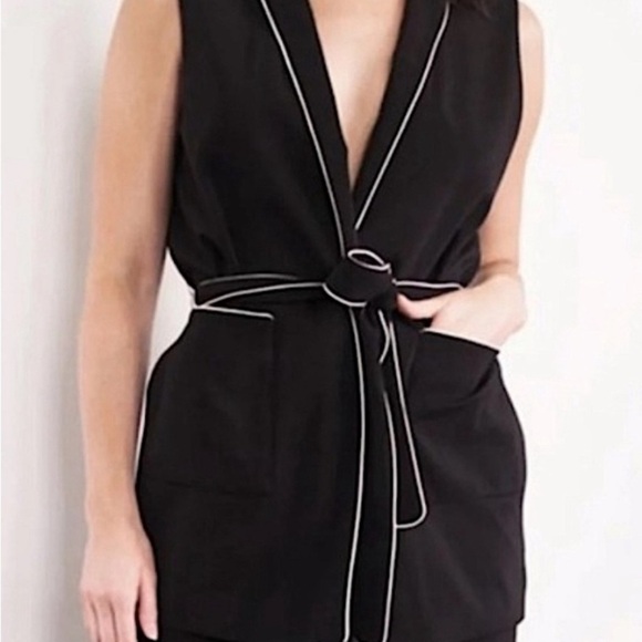 🆕 WHO WHAT WEAR Sleeveless Jacket/ coat/vest Wrap SZ X (343) stripe - Picture 1 of 8